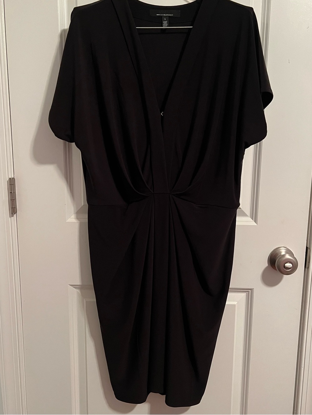 White House Black Market Black Twist-Front V-Neck Dress